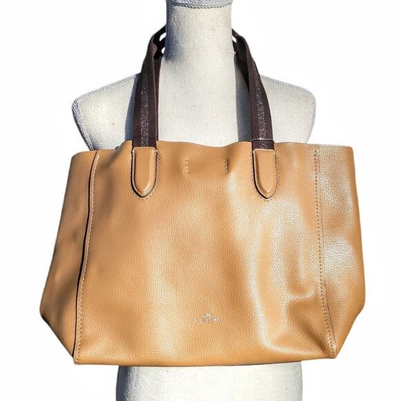 Coach 58660 Derby Tote Pebble Leather Shoulder Bag Latte NWT - Picture 9 of 13